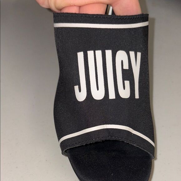 Juicy Couture Black Slide Sandals with 4” Block Heels & Sporty Design Size 11 - Picture 7 of 8